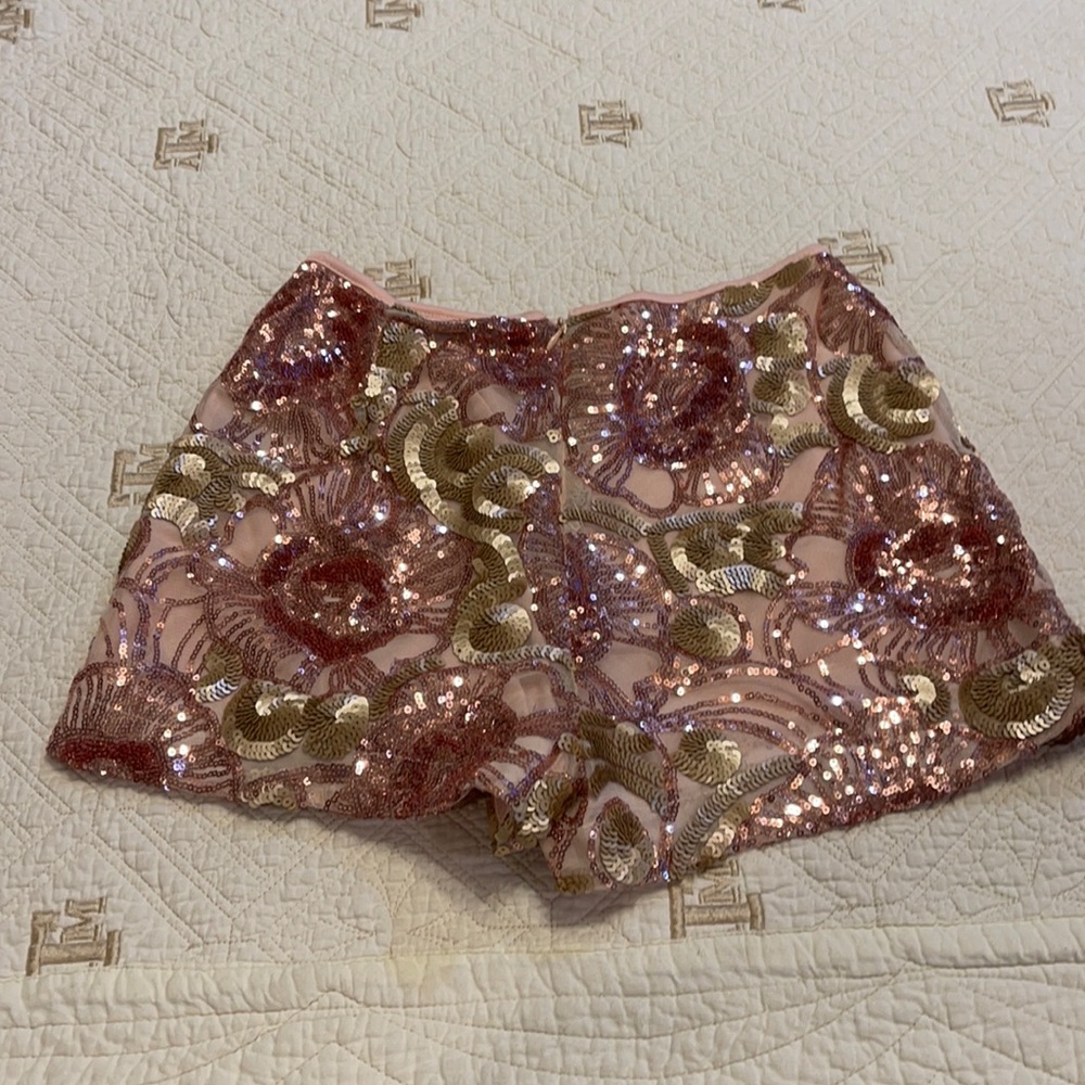 Sequin pink and gold shorts. True to size. Worn once.